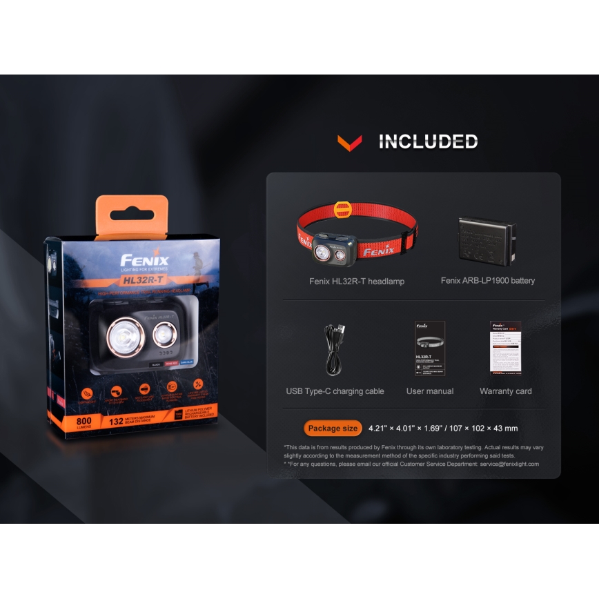 Fenix HL32RTRED - LED Czołówka akumulatorowa LED/USB/3xAAA IP66 800 lm 300 h czerwona/pomarańczowa