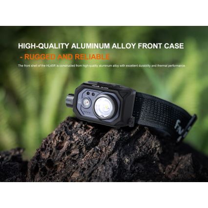 Fenix HL45R - LED Ściemnialna ładowalna czołówka z regulacją ostrości LED/USB IP66 1000 błyszcz. 240 h czarny