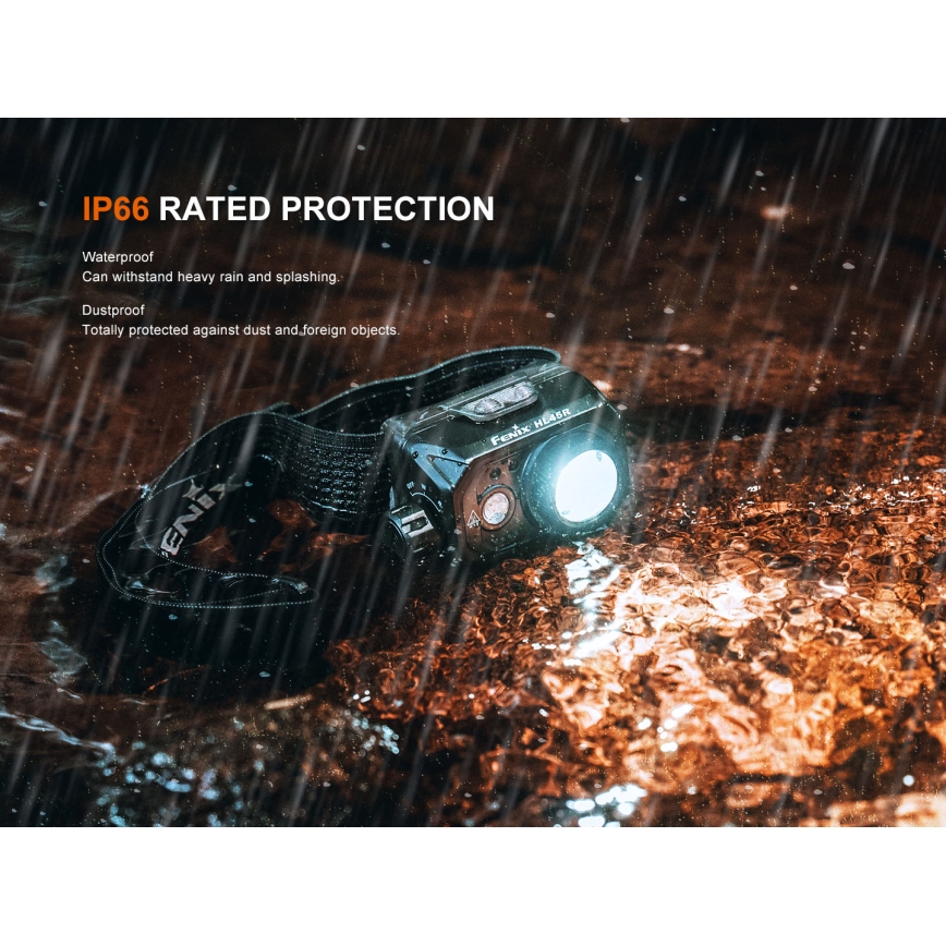 Fenix HL45R - LED Ściemnialna ładowalna czołówka z regulacją ostrości LED/USB IP66 1000 błyszcz. 240 h czarny