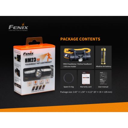 Fenix HM23 - LED Czołówka LED/1xAA IP68