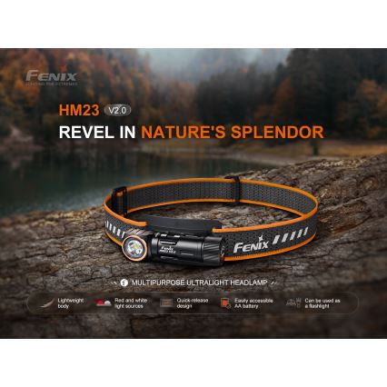 Fenix HM23V20 - LED Ściemnialna czołówka LED/1xAA IP68 300 lm 100 h