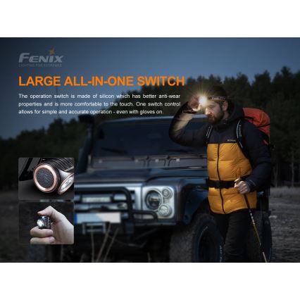 Fenix HM51RV20 - LED Czołówka akumulatorowa 3xLED/1xCR123A/USB IP68 700 błyszcz. 120 h 700 m