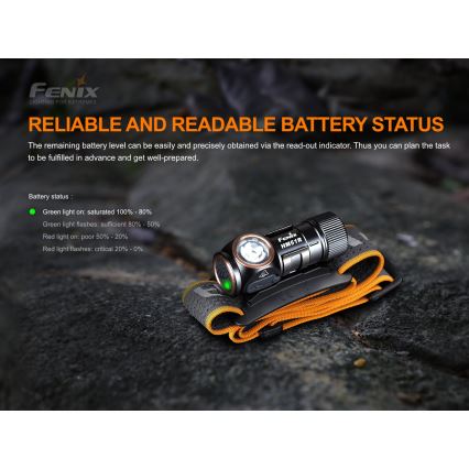 Fenix HM51RV20 - LED Czołówka akumulatorowa 3xLED/1xCR123A/USB IP68 700 błyszcz. 120 h 700 m