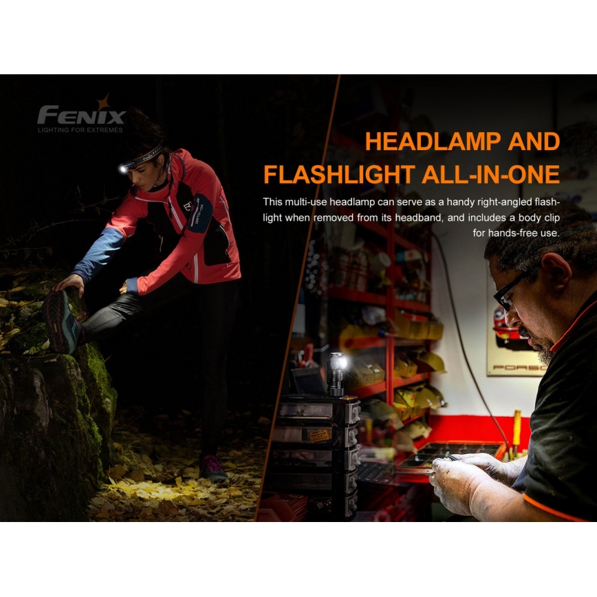 Fenix HM51RV30 - LED ściemnialna ładowalna czołówka LED/USB/1xCR123A 950 mAh IP68 860 lm 125 h pomarańczowa
