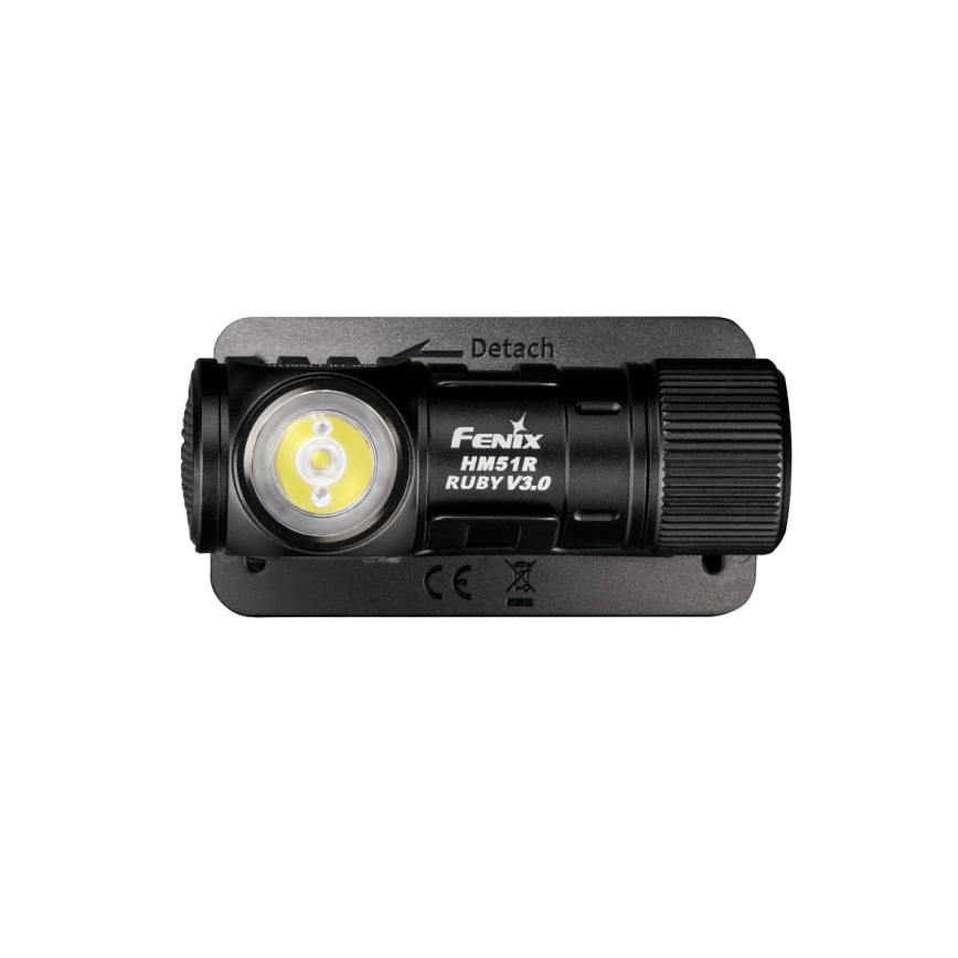 Fenix HM51RV3ABL - ładowalna czołówka LED z regulacją jasności/USB/1xCR123A 950 mAh IP68 860 lm 125 h czarna