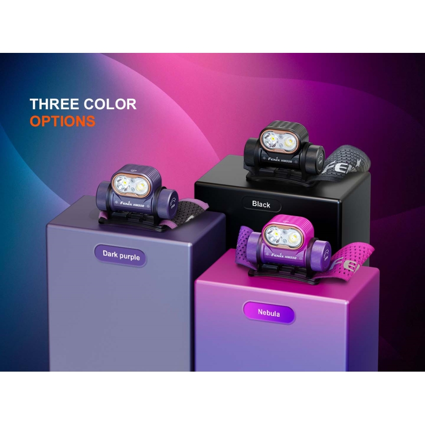 Fenix HM55RABL - ściemnialna, ładowalna czołówka LED/USB/1xCR123A 1600 mAh IP68 1200 lm 141,2 h czarna