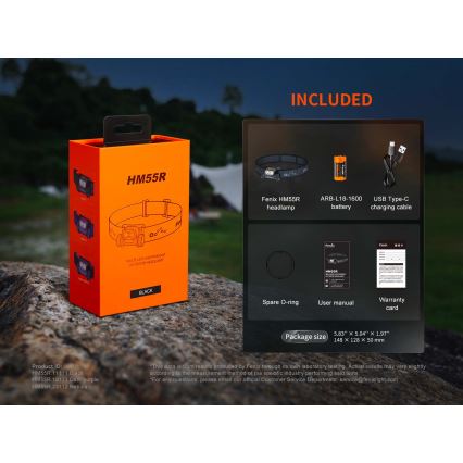 Fenix HM55RABL - ściemnialna, ładowalna czołówka LED/USB/1xCR123A 1600 mAh IP68 1200 lm 141,2 h czarna