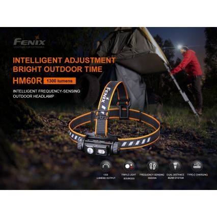 Fenix HM60R - LED Ściemnialna akumulatorowa czołówka 4xLED/USB/2xCR123A IP68 1300 błyszcz. 300 h 3400 mAh