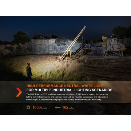 Fenix HM61RV20 - LED Czołówka akumulatorowa LED/USB/2xCR123A IP68 1600 lm 300 h 3400 mAh