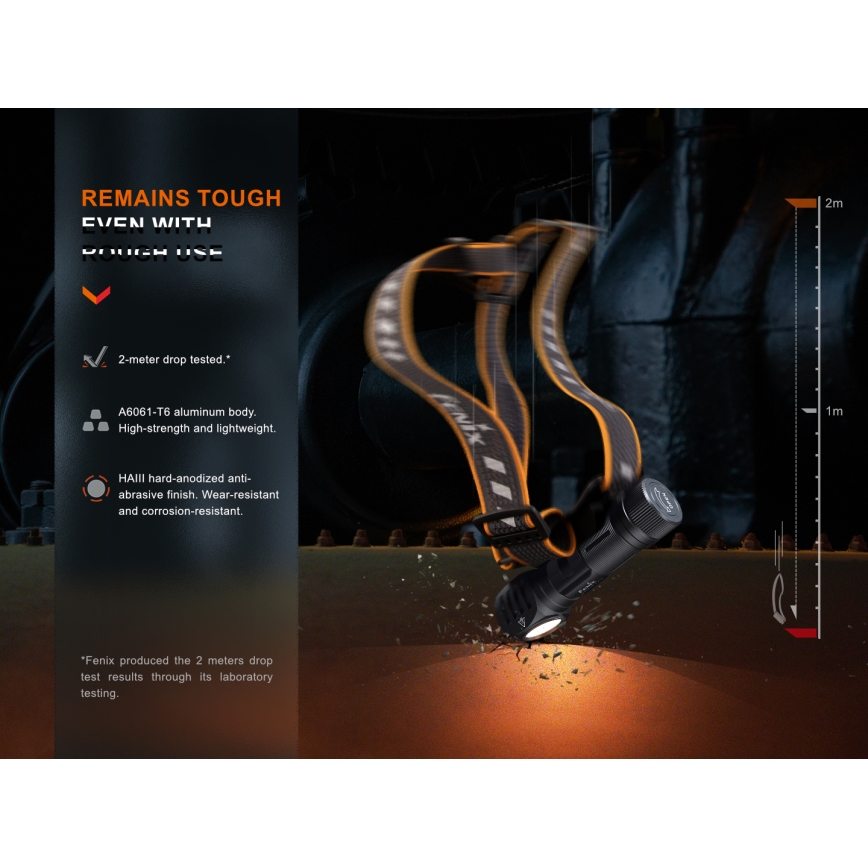 Fenix HM61RV20 - LED Czołówka akumulatorowa LED/USB/2xCR123A IP68 1600 lm 300 h 3400 mAh