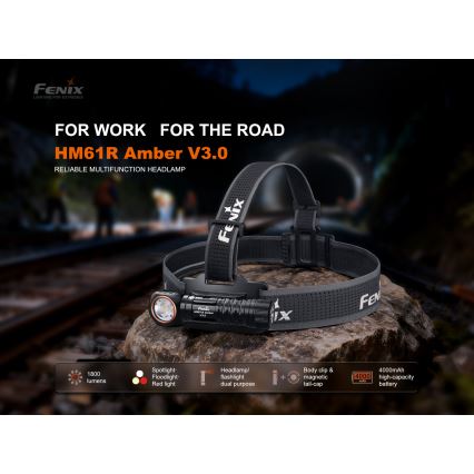 Fenix HM61RV30 - LED ściemnialna ładowalna czołówka LED/USB/1xCR123A 4000 mAh IP68 1800 lm 400 h czarna