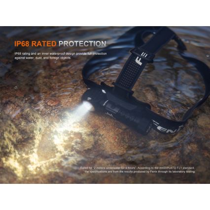 Fenix HM61RV30 - LED ściemnialna ładowalna czołówka LED/USB/1xCR123A 4000 mAh IP68 1800 lm 400 h czarna