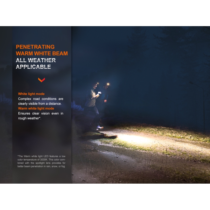 Fenix HM65RDTBLC - LED Czołówka akumulatorowa LED/USB IP68 1500 lm 300 h czarna/pomarańczowa