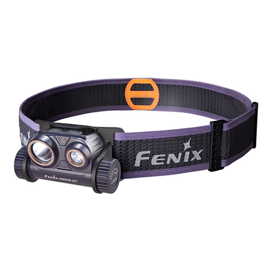 Fenix HM65RDTPRP - LED Czołówka akumulatorowa LED/USB IP68 1500 lm 300 h fioletowa/czarna