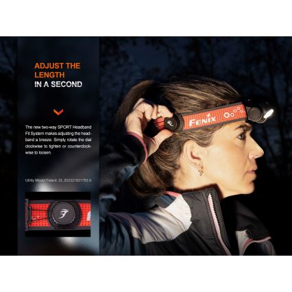 Fenix HM65RTV20BLC- LED Ściemnialna czołówka alumulatorowa LED/USB/2xCR123A IP68 3400 mAh czarna/pomarańczowa