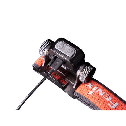 Fenix HM65RTV20BLC- LED Ściemnialna czołówka alumulatorowa LED/USB/2xCR123A IP68 3400 mAh czarna/pomarańczowa