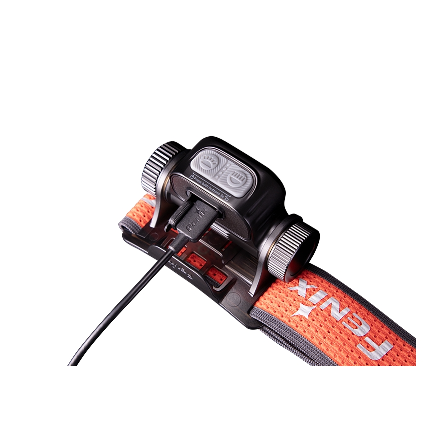 Fenix HM65RTV20BLC- LED Ściemnialna czołówka alumulatorowa LED/USB/2xCR123A IP68 3400 mAh czarna/pomarańczowa