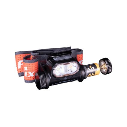 Fenix HM65RTV20BLC- LED Ściemnialna czołówka alumulatorowa LED/USB/2xCR123A IP68 3400 mAh czarna/pomarańczowa