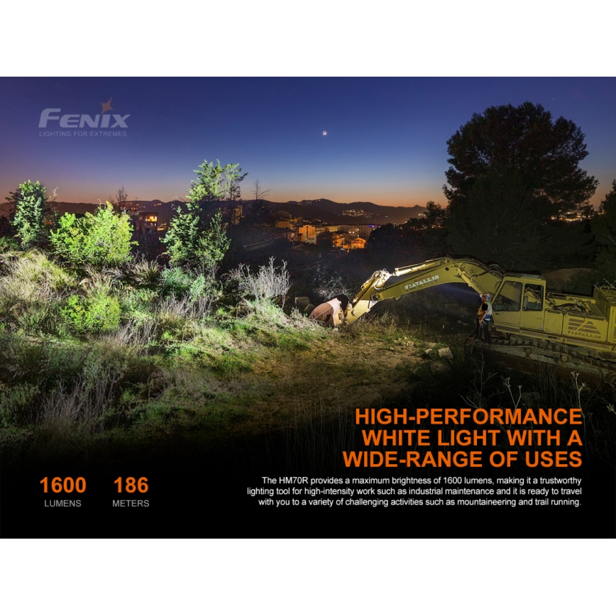 Fenix HM70R - LED Czołówka akumulatorowa 4xLED/1x21700 IP68 1600 błyszcz. 800 h 5000 mAh