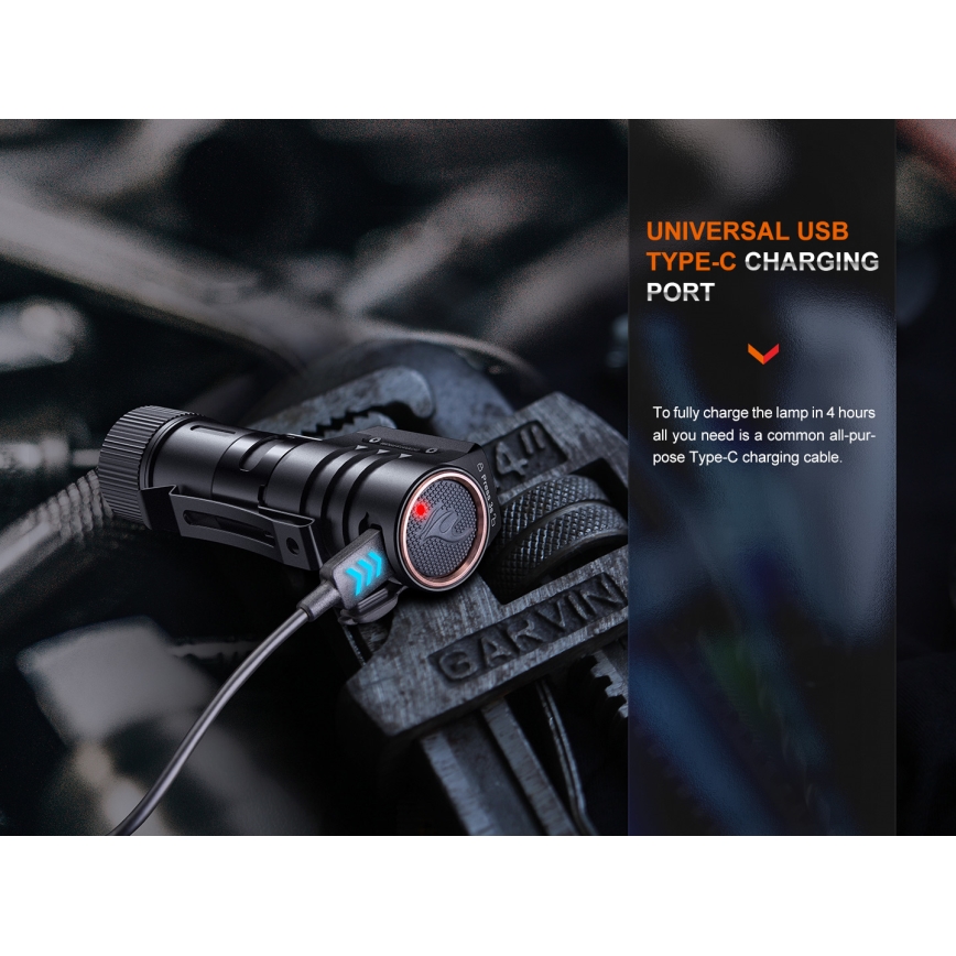 Fenix HM71R - LED Czołówka akumulatorowa LED/USB IP68 2700 błyszcz. 400 h 5000 mAh