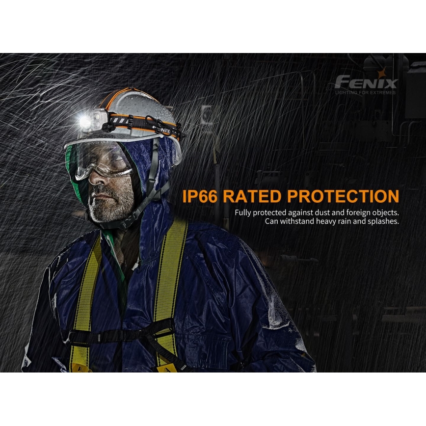 Fenix HP16R1250 - LED Czołówka akumulatorowa 3xLED/USB 4xAA IP66 1250 błyszcz. 600 h 3000 mAh