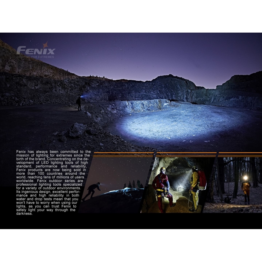 Fenix HP16R1250 - LED Czołówka akumulatorowa 3xLED/USB 4xAA IP66 1250 błyszcz. 600 h 3000 mAh