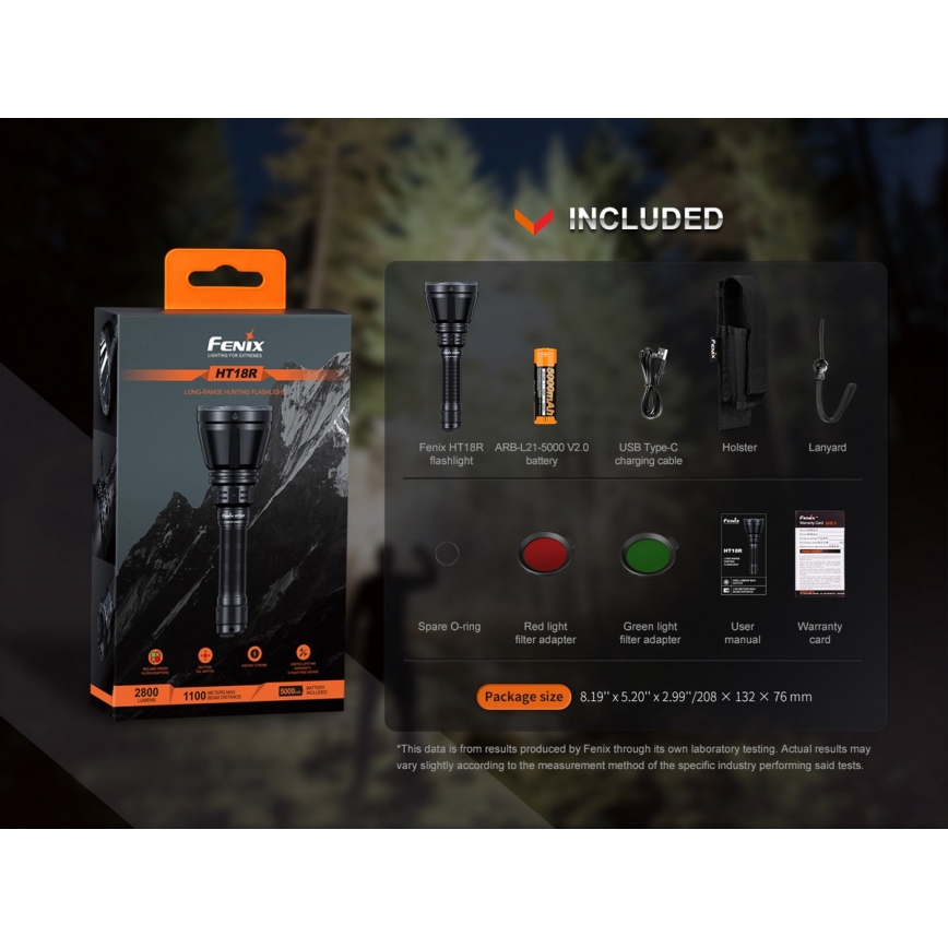 Fenix HT18R - LED Ściemnialna akumulatorowa latarka LED/1x21700 IP68 2800 błyszcz. 42 h 5000 mAh