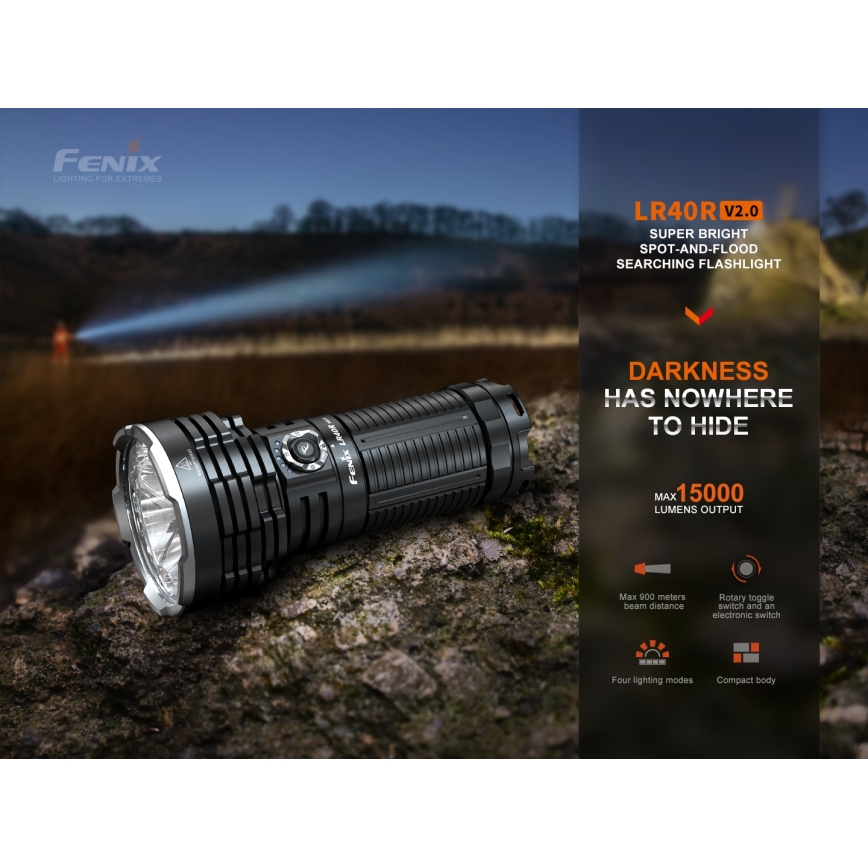 Fenix LR40RV20 - LED Latarka akumulatorowa LED/USB IP68 15000 błyszcz. 177 h 5000 mAh