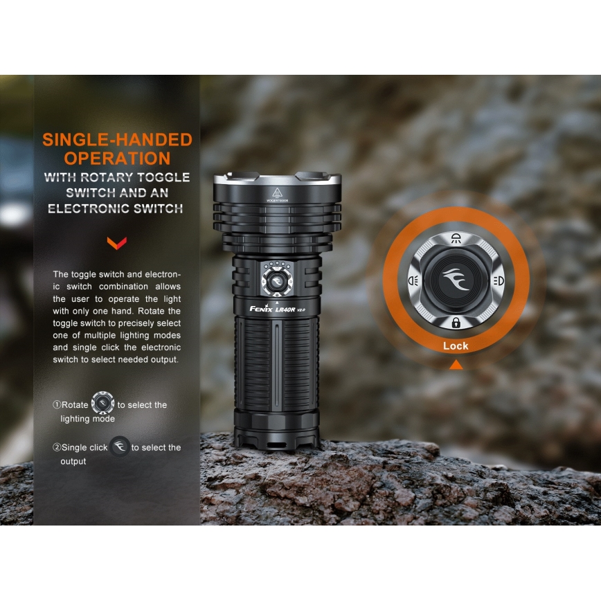 Fenix LR40RV20 - LED Latarka akumulatorowa LED/USB IP68 15000 błyszcz. 177 h 5000 mAh