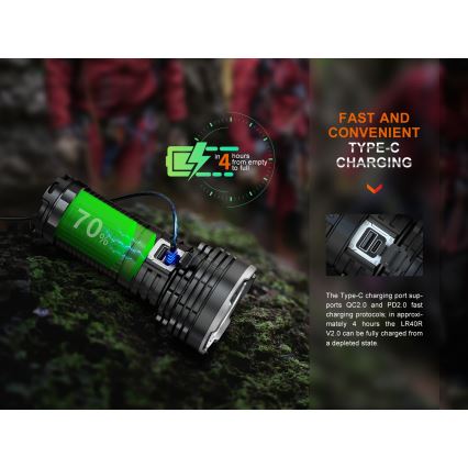 Fenix LR40RV20 - LED Latarka akumulatorowa LED/USB IP68 15000 błyszcz. 177 h 5000 mAh