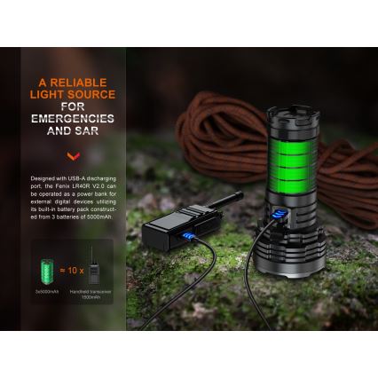 Fenix LR40RV20 - LED Latarka akumulatorowa LED/USB IP68 15000 błyszcz. 177 h 5000 mAh