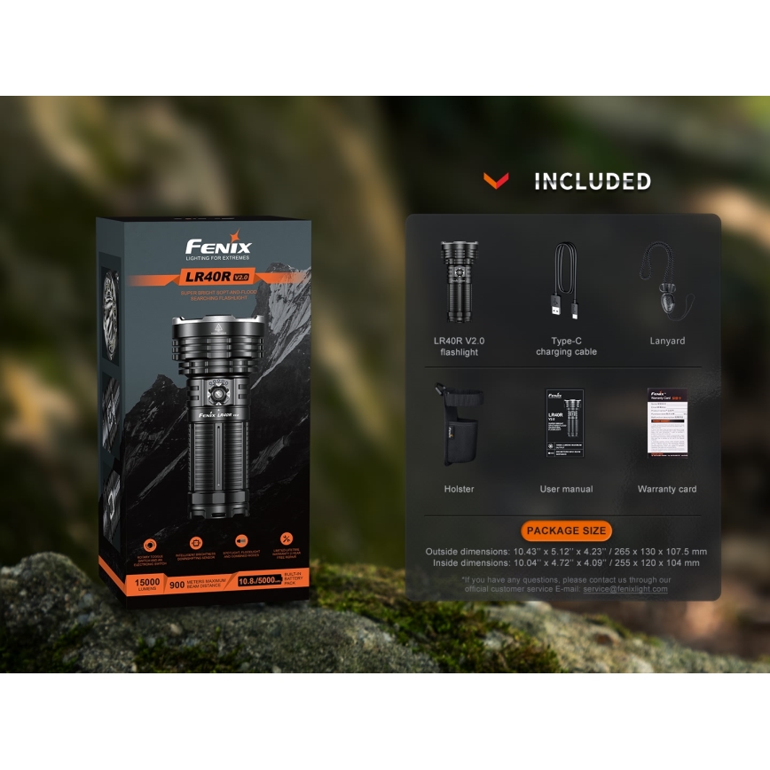 Fenix LR40RV20 - LED Latarka akumulatorowa LED/USB IP68 15000 błyszcz. 177 h 5000 mAh
