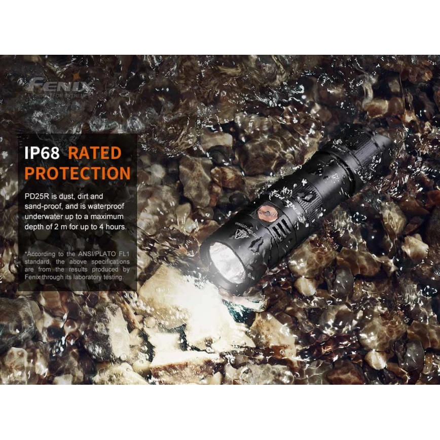 Fenix PD25R - LED Latarka akumulatorowa LED/USB/1xCR123A IP68 800 lm 70 h 700 mAh