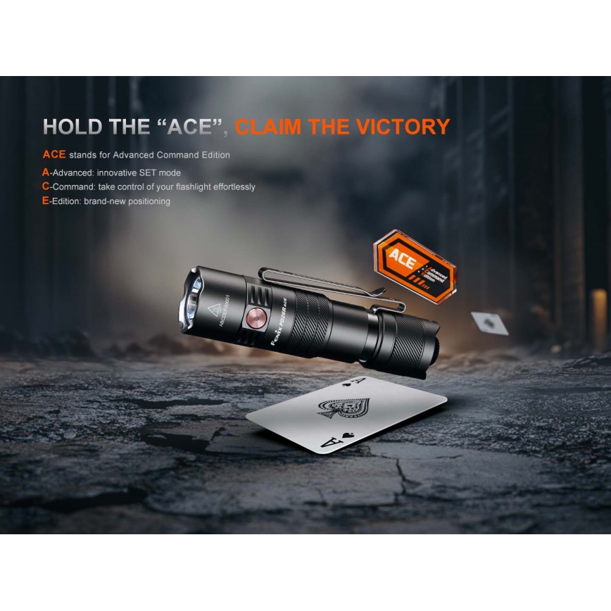 Fenix PD26RACE - Ładowalna latarka LED z regulacją jasności, USB, 1600 mAh, IP68, 1300 lm, 556 h, czarna