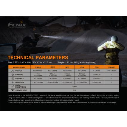 Fenix PD35V30 - LED Latarka akumulatorowa LED/USB/2xCR123A IP68 1700 błyszcz. 230 h 2600 mAh