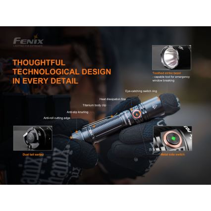 Fenix PD35V30 - LED Latarka akumulatorowa LED/USB/2xCR123A IP68 1700 błyszcz. 230 h 2600 mAh