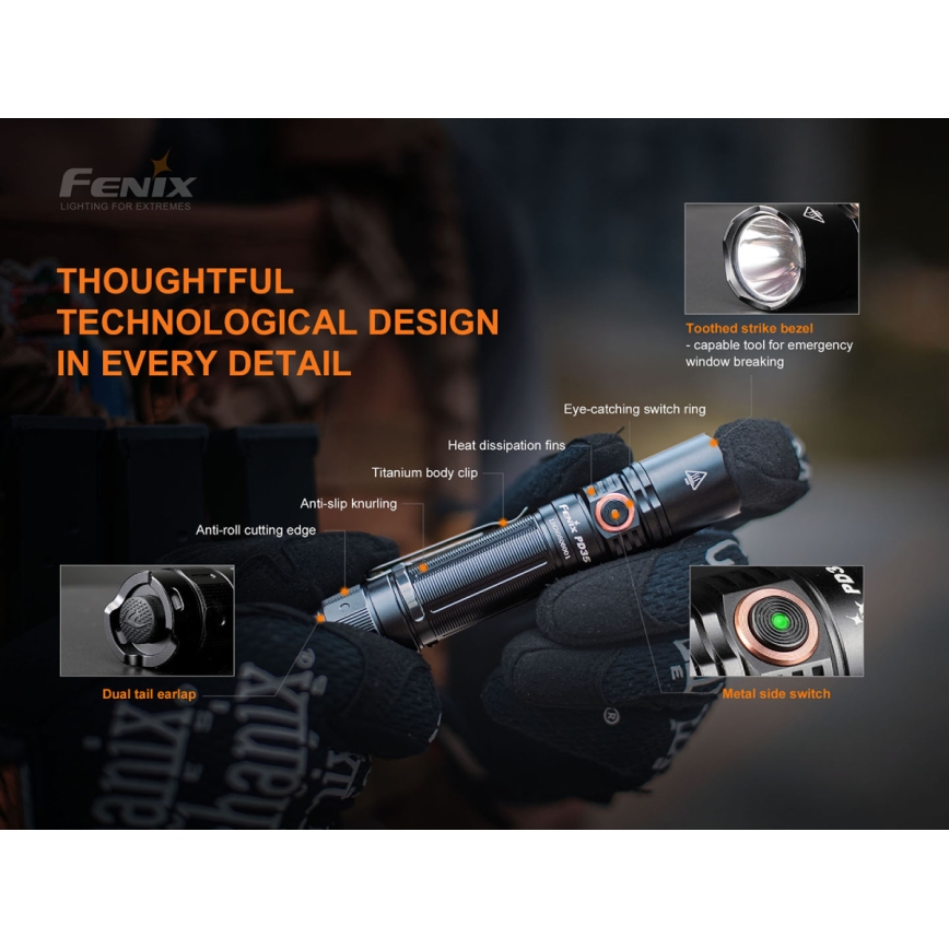 Fenix PD35V30 - LED Latarka akumulatorowa LED/USB/2xCR123A IP68 1700 błyszcz. 230 h 2600 mAh
