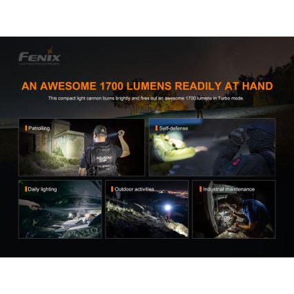 Fenix PD35V30 - LED Latarka akumulatorowa LED/USB/2xCR123A IP68 1700 błyszcz. 230 h 2600 mAh