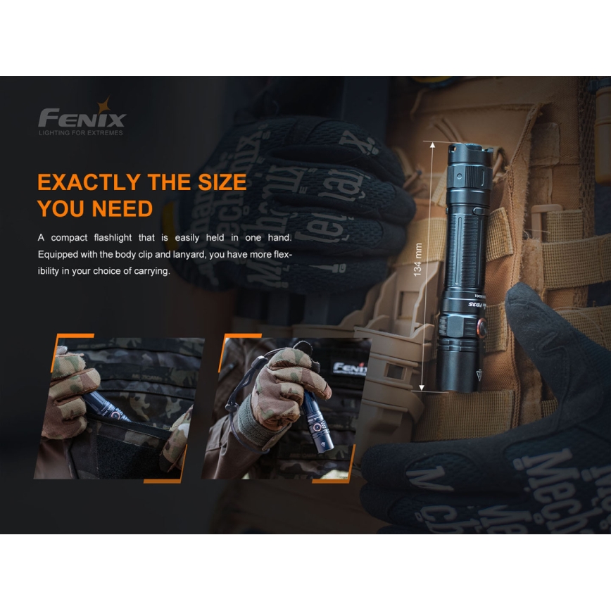 Fenix PD35V30 - LED Latarka akumulatorowa LED/USB/2xCR123A IP68 1700 błyszcz. 230 h 2600 mAh