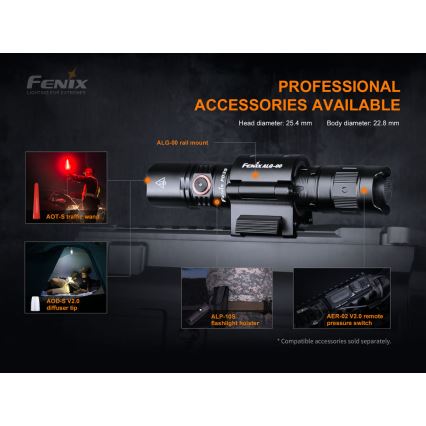 Fenix PD35V30 - LED Latarka akumulatorowa LED/USB/2xCR123A IP68 1700 błyszcz. 230 h 2600 mAh