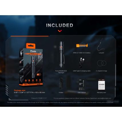 Fenix PD36RACE - LED ściemnialna ładowalna latarka LED/USB 5000 mAh IP68 3000 lm 63,45 h czarna