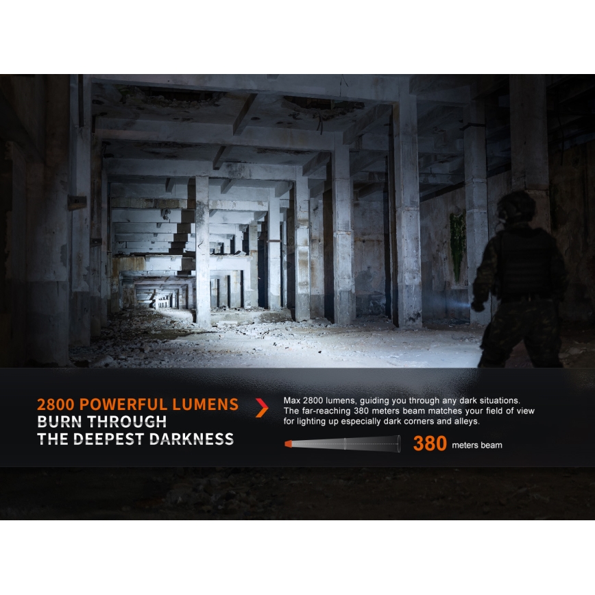 Fenix PD36RPRO - LED Taktyczna latarka akumulatorowa LED/USB IP68 2800 lm 42 h 5000 mAh