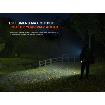 Fenix SW05RREDBLC - LED Ściemnialna ładowalna latarka LED/USB IPX6 150 lm 49 h czarny