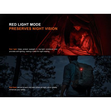 Fenix SW05RREDBLC - LED Ściemnialna ładowalna latarka LED/USB IPX6 150 lm 49 h czarny