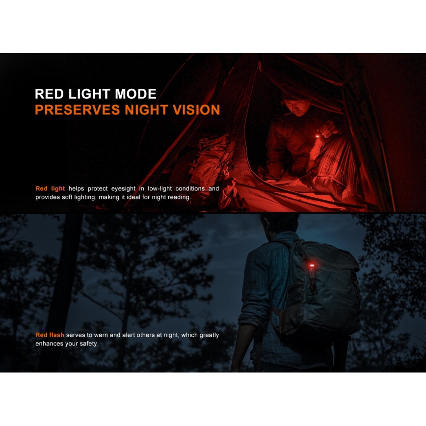 Fenix SW05RREDBLC - LED Ściemnialna ładowalna latarka LED/USB IPX6 150 lm 49 h czarny