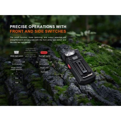 Fenix SW05RREDBLC - LED Ściemnialna ładowalna latarka LED/USB IPX6 150 lm 49 h czarny