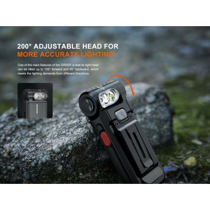 Fenix SW05RREDBLC - LED Ściemnialna ładowalna latarka LED/USB IPX6 150 lm 49 h czarny
