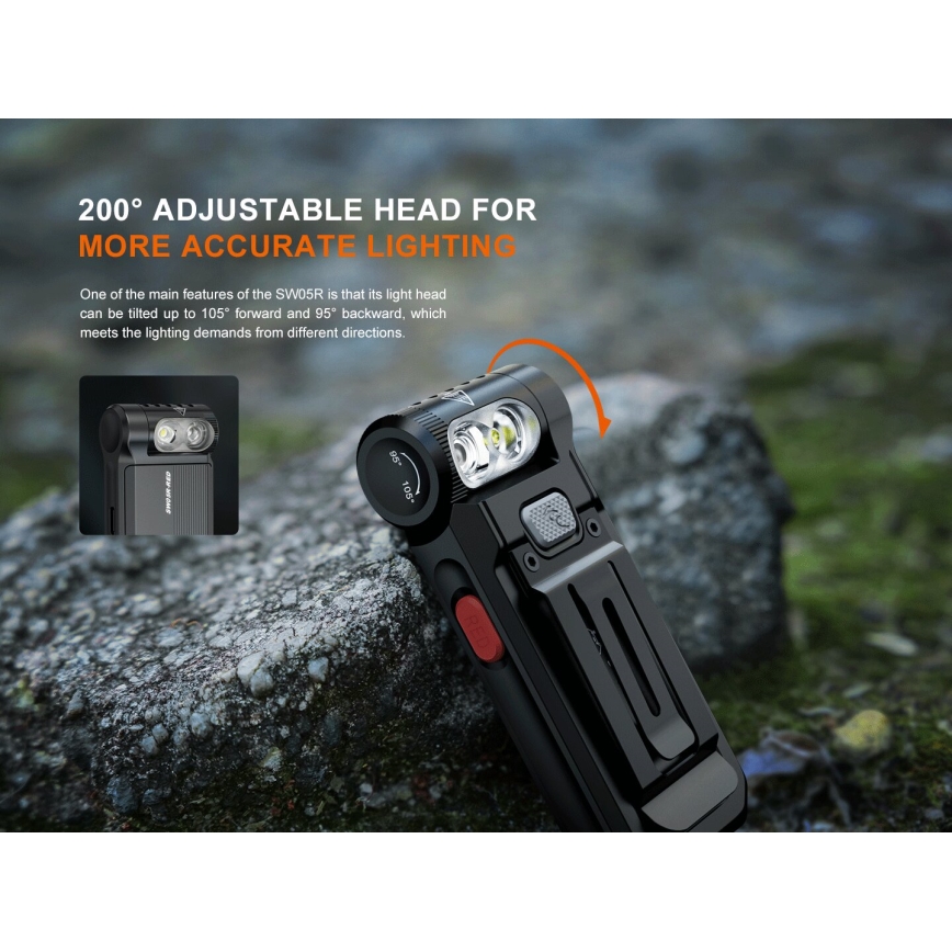 Fenix SW05RREDBLC - LED Ściemnialna ładowalna latarka LED/USB IPX6 150 lm 49 h czarny