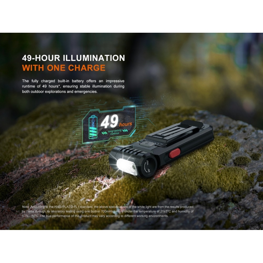 Fenix SW05RREDBLC - LED Ściemnialna ładowalna latarka LED/USB IPX6 150 lm 49 h czarny