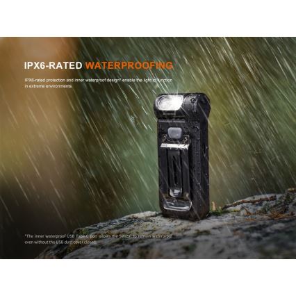 Fenix SW05RREDBLC - LED Ściemnialna ładowalna latarka LED/USB IPX6 150 lm 49 h czarny
